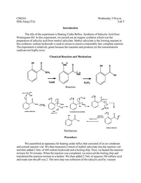 Methyl Salicylate Synthesis