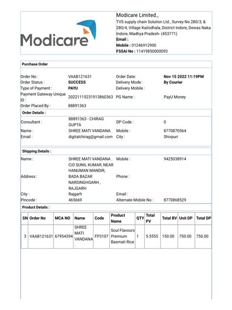 Modicare - Order Preview | PDF