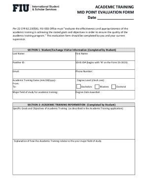 Fillable Online Isss Fiu Academic Training Mid Point Evaluation Form