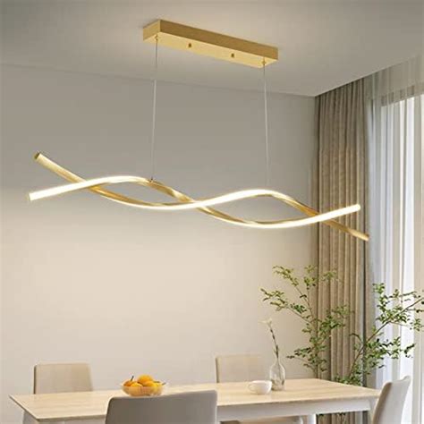 Mikeru 120CM Golden Kitchen Island Lights Modern Wave Pendant Light