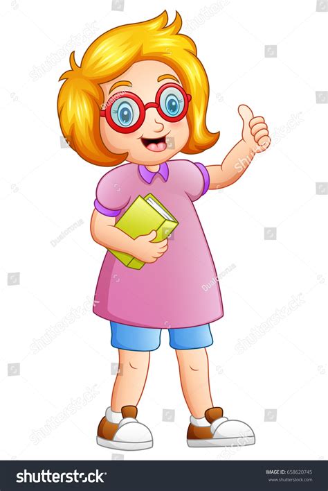 Vector Illustration Cute Girl Glasses Holding Stock Vector Royalty Free 658620745 Shutterstock