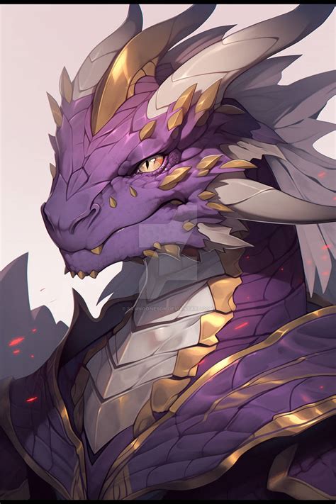 Portrait Of An Armoured Purple Dragonborn 2 By Samnooneson On Deviantart