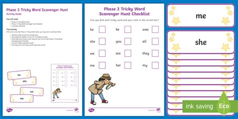 Phase 3 Tricky Word Scavenger Hunt Teacher Made