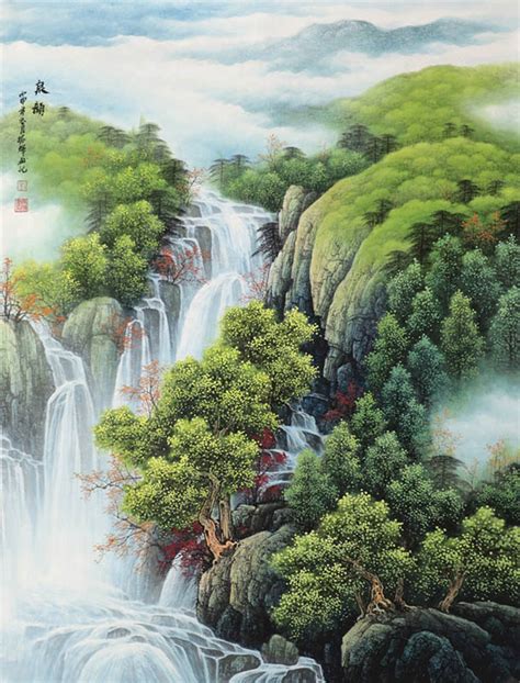 Chinese Waterfall Painting 1135140, 96cm x 129cm(38〃 x 51〃)