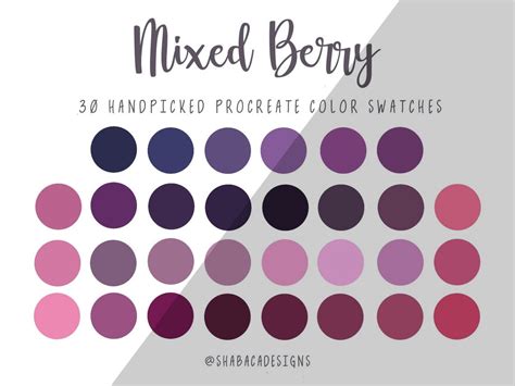 Mixed Berry Procreate Color Palette 30 Pink Purple Swatches iPad ...