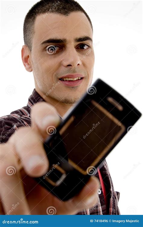 Man Showing Cell Phone Stock Photo Image Of Twenties 7418496