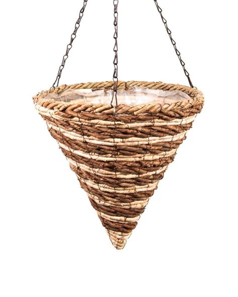 SuperMoss Cone Wood Woven Hanging Basket Natural 12in Chestnut