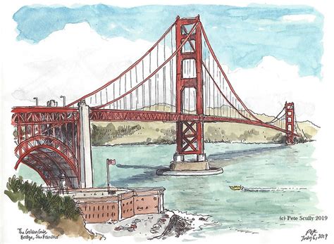 Golden Gate Bridge Pencil Drawing