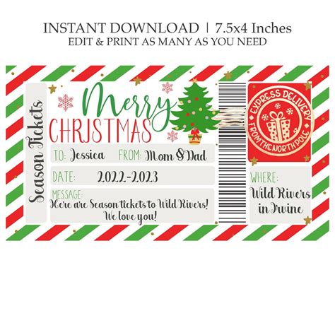 Printable Christmas Voucher Template Editable Christmas Gift - Etsy