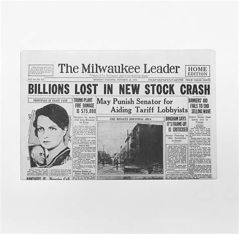 Newspaper Reprint 1929 Stock Market Crash: billions Lost in New Stock ...