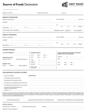 Fillable Online Sof Decl Form Unit Trust Corporation Fax Email Print