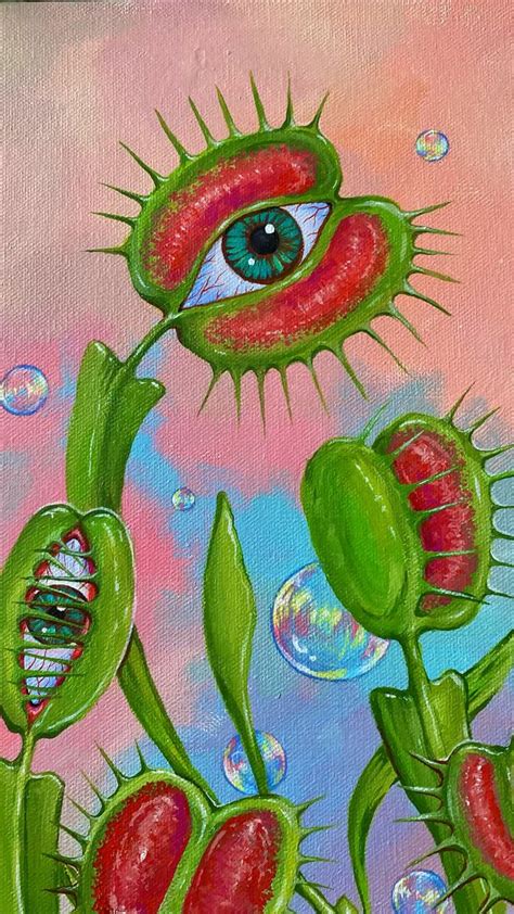 Venus Fleye Trap 👁🌱🌸🧚🏼🎨 Surrealism Acrylic Painting Trippy Artwork