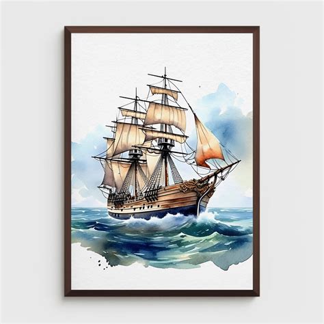 Digital Ship Wall Art Wall Art Windjammers Sailing Ship Ship In Sea