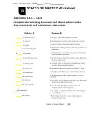 Chapter 13 States Of Matter Worksheet