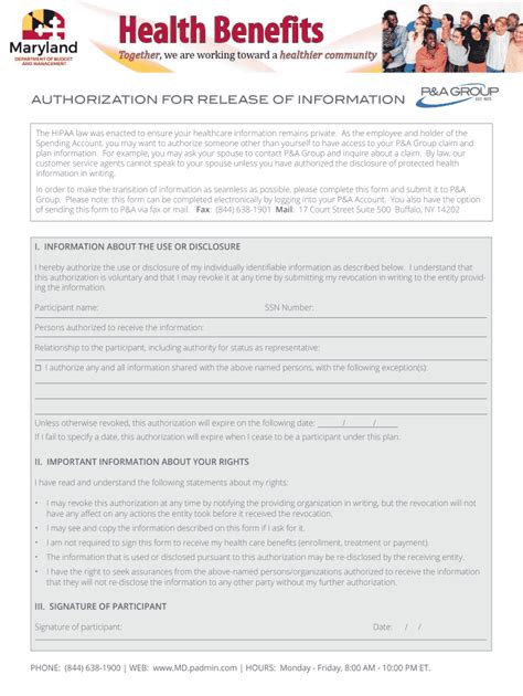 Fillable Online Dbm Maryland CY21 PA Group HIPAA Authorization Form