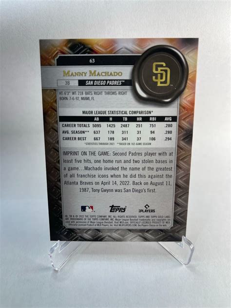 2022 Topps Gold Label Class 1 63 Manny Machado For Sale Online Ebay