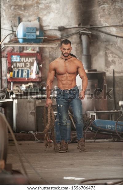 Muscled Half Naked Man Work Walking Foto De Stock Shutterstock