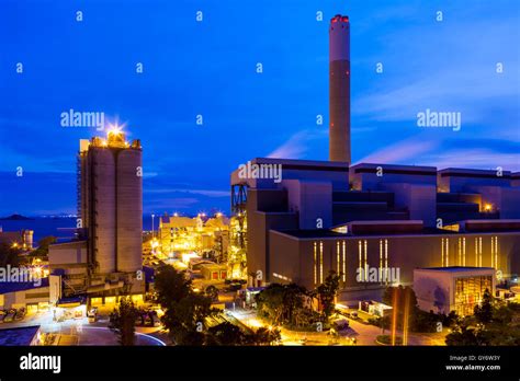 Industrial Plant At Night Stock Photo Alamy