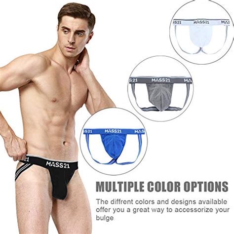 Mass21 Sexy Mens Cotton Low Rise Jockstraps Gay Briefs Thong Underwear