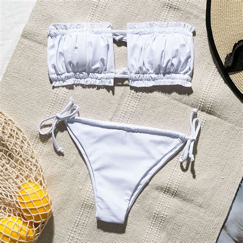 Bikini Strój Kąpielowy Bandeau Biały Talula eModne