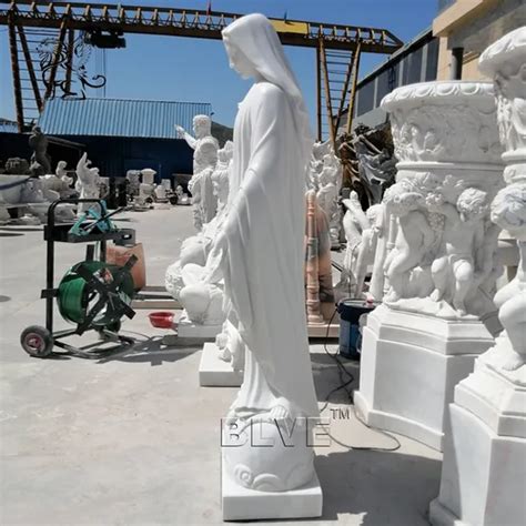 Blve Outdoor White Stone Religious Female Sculptures Life Size