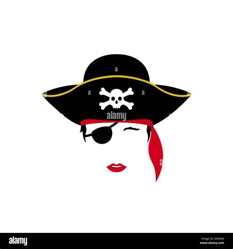 Lady Pirate Vector Portrait Woman In Pirate Costume Illustration Stock