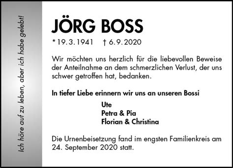 Traueranzeigen Von J Rg Boss Vrm Trauer De