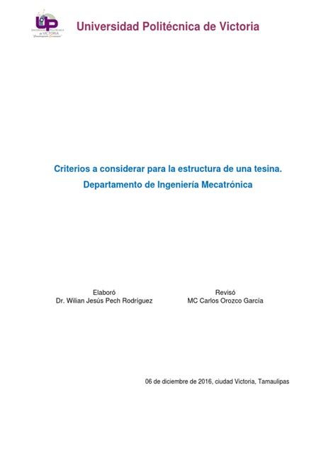 Estructura De Una Tesina Pdf Sumario Abstracto Science