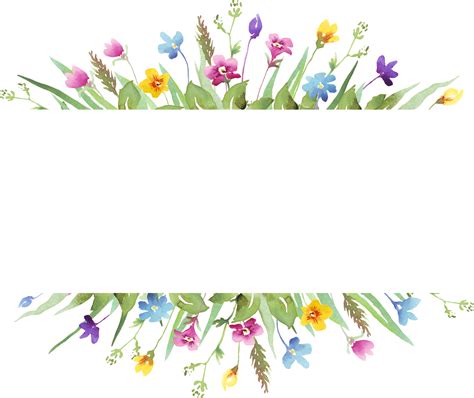 Wildflower Frame Watercolor Clipart 22316338 Png