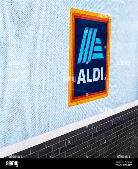 Aldi Logo At The Shop In Billingham England Uk Stock Photo Alamy