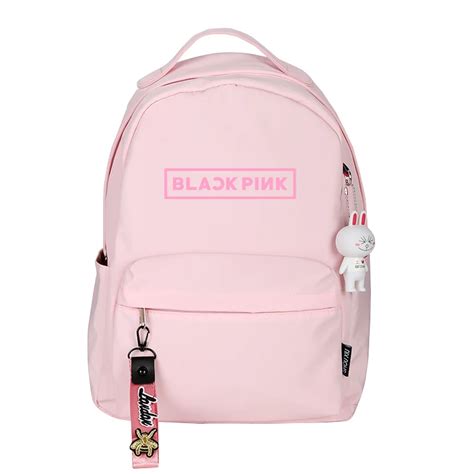 Korean BLACKPINK Design Fashion Women Pink Backpack Canvas Travel Backpack Candy Color Girl ...