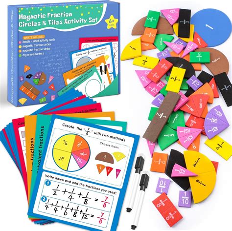 Amazon Magnetic Fraction Tiles Circles Activity Set Math