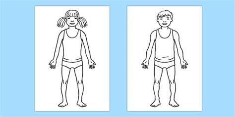 Human Body Outline Boy and Girl - Body Drawing Template