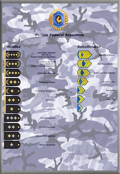 Pósters Insignias De Grado De La Policía Federal Argentina Python Cba