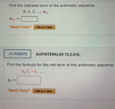 Solved Find The Indicated Term Of The Arithmetic Sequence Chegg