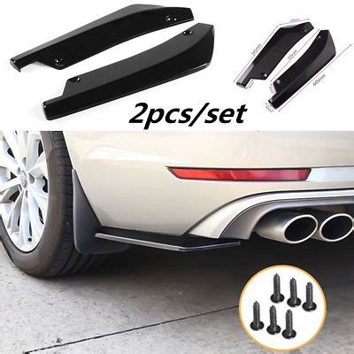 2pcs Black Rear Bumper Spoiler Canard Anti Crash Diffuser Angle