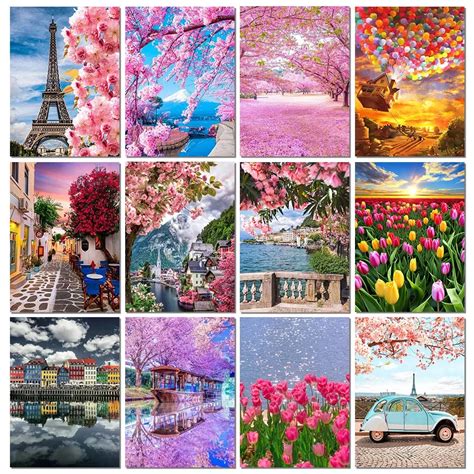 Kit De Peinture Diamant Paysage Floral Broderie 5D Sc Ne De Rue De La