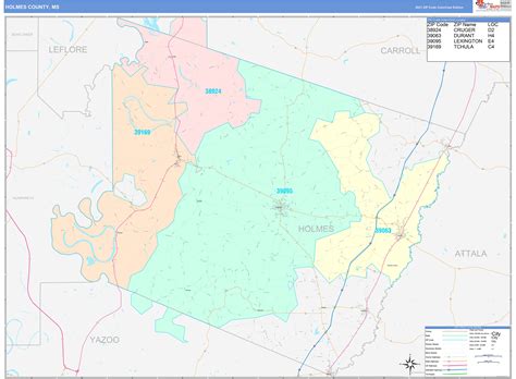 Holmes County, MS Wall Map Color Cast Style by MarketMAPS