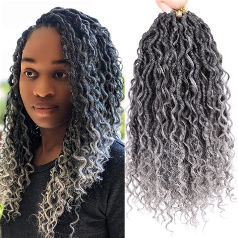 Buy Goddess Faux Locs Crochet Hair 14 Inch 7 Packs Gray Crochet Goddess Locs Pre Looped Faux