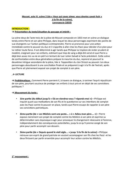 Explication de texte scène 2 acte III de Lorenzaccio Musset acte