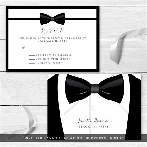 Black Tie Dinner Menu Custom Menu Food Menu Black and White - Etsy