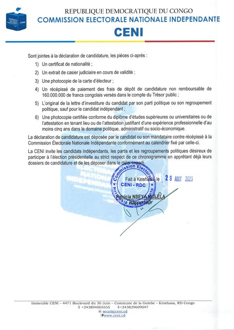 RDC Présidentielle 2023 La CENI publie les conditions d éligibilité