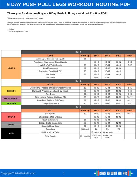 6 Day Push Pull Legs Workout Routine