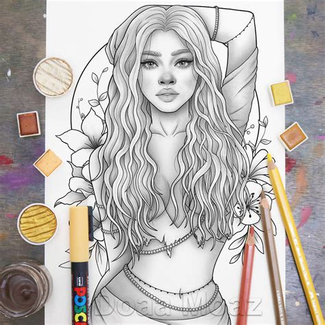 Printable Coloring Page Fantasy Character Black Girl Etsy New Zealand