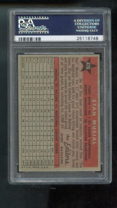 Topps Stan Musial All Star Sport Magazine Psa Graded