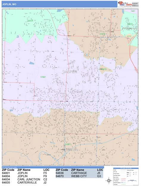 Joplin Missouri Wall Map Color Cast Style By Marketmaps