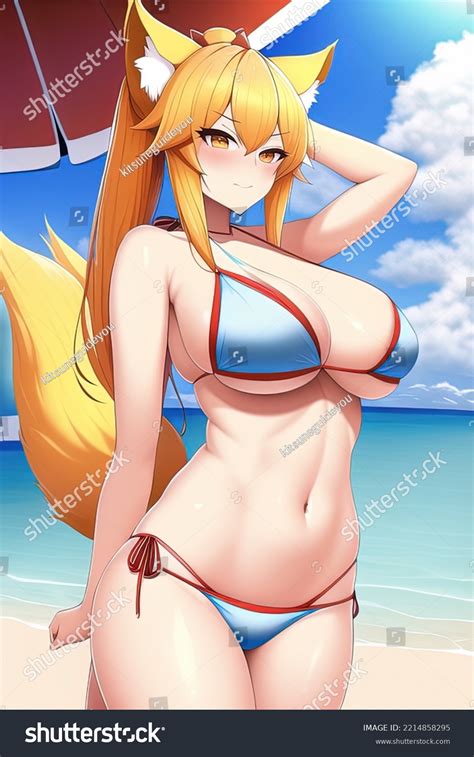 Bikini Anime Fox Girl Beach Stock Illustration 2214858295 Shutterstock