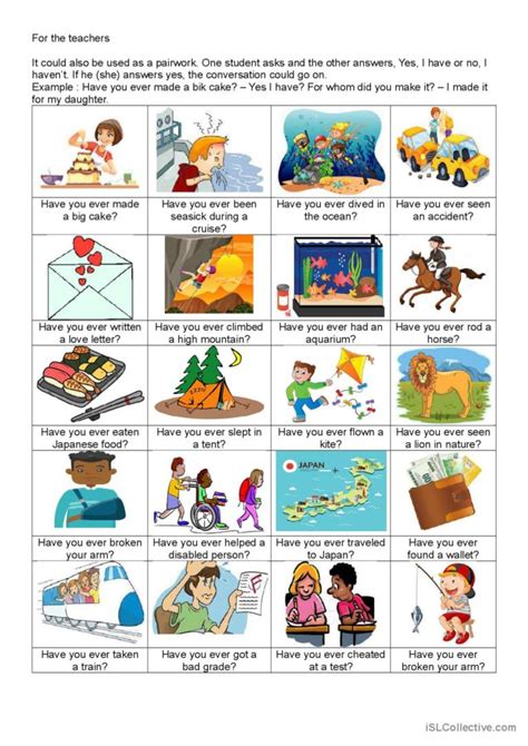 Present Perfect Have You Ever English Esl Worksheets Pdf And Doc