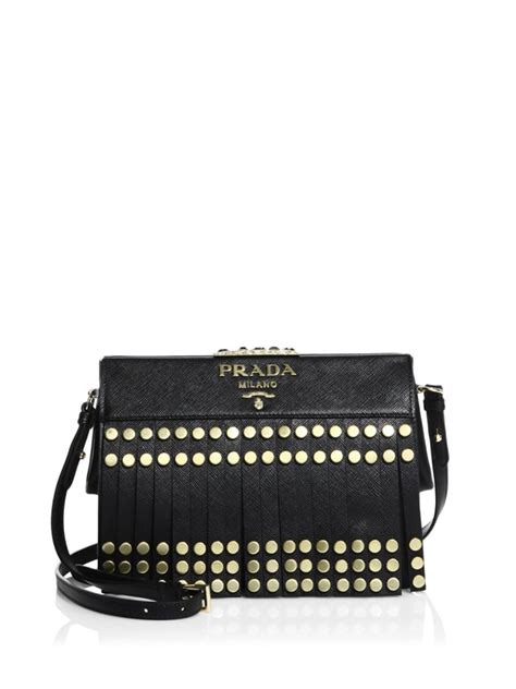 Prada Studded Fringe Saffiano Leather Crossbody Bag Angelina Jolie