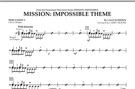 Mission Impossible Theme Percussion 2 By Larry Moore Sheet Music For